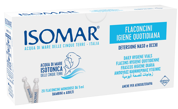 ISOMAR SOLUZIONE ISOTONICA ACQUA MARE IGIENE QUOTIDIANA 20 FLACONCINI MONODOSE 5 ML - farmasconti.eu