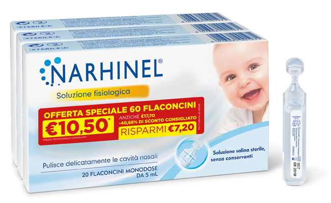 SOLUZIONE FISIOLOGICA NARHINEL 3 PACK PROMO 2022 DA 20 FLACONCINI DA 5 ML - farmasconti.eu
