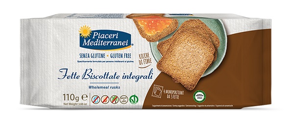 PIACERI MEDITERRANEI FETTE BISCOTTATE INTEGRALI 110 G - farmasconti.eu
