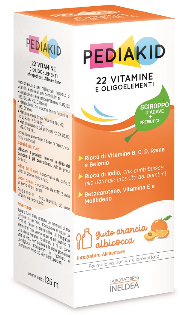PEDIAKID 22 VITAMINE E OLIGOELEMENTI SCIROPPO 125 ML - farmasconti.eu