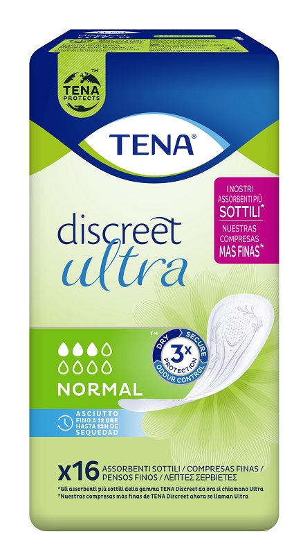 PANNOLONE SAGOMATO TENA DISCREET ULTRA NORMAL 16 PEZZI - farmasconti.eu