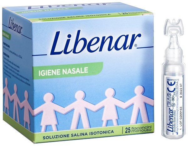 SOLUZIONE SALINA ISOTONICA 0,9% LIBENAR PER IGIENE NASALE 25 FLACONCINI MONOUSO X 5 ML - farmasconti.eu