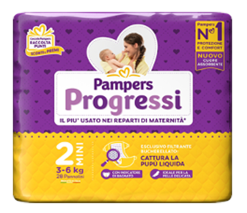 PAMPERS PROGRESSI MINI 3-6 KG 28 PEZZI - farmasconti.eu