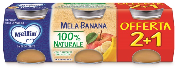 MELLIN OMOGENEIZZATO MELA BANANA 3 PEZZI DA 100 G - farmasconti.eu