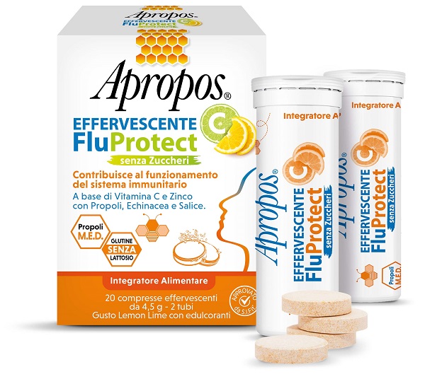 APROPOS EFFERVESCENTE C FLUPROTECT SENZA ZUCCHERI 20 COMPRESSE EFFERVESCENTI - farmasconti.eu
