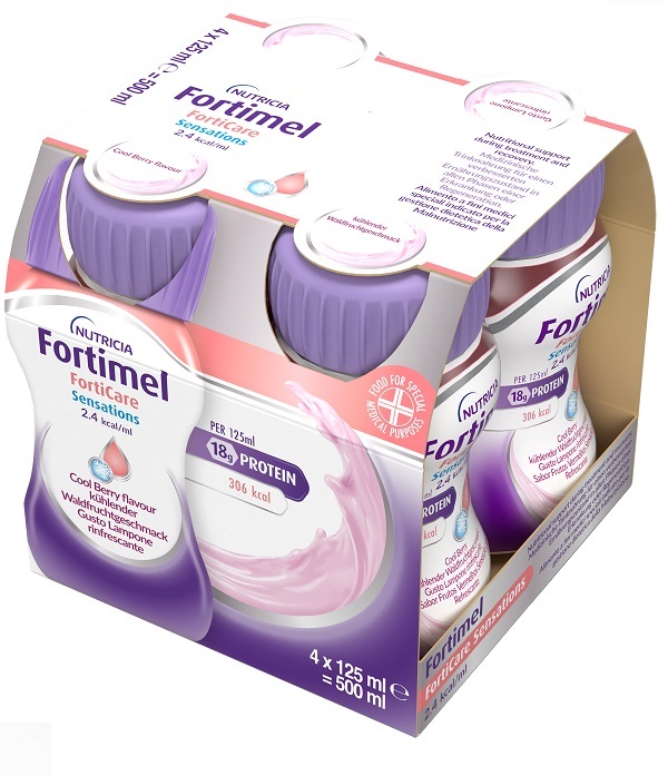 FORTIMEL FORTICARE SENSATION 2,4 KCAL/ML LAMPONE RINFRESCANTE 4 PEZZI DA 125 ML - farmasconti.eu